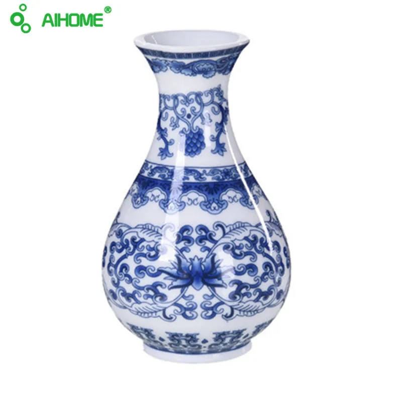 Image Chinese style porcelain Ancient Ways Blue and White Ceramic Vase For Bonsai Artificial Flower Decoration Tabletop Vase