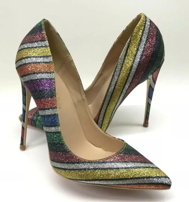 BONJEAN Fashion Rainbow Glitter Striped High Heel Shoes Sexy Pointed Toe Woman Pumps Shallow Thin Heels Party Wedding Heels
BONJEAN Fashion Rainbow Glitter Striped High Heel Shoes Sexy Pointed Toe Woman Pumps Shallow Thin Heels Party Wedding Heels