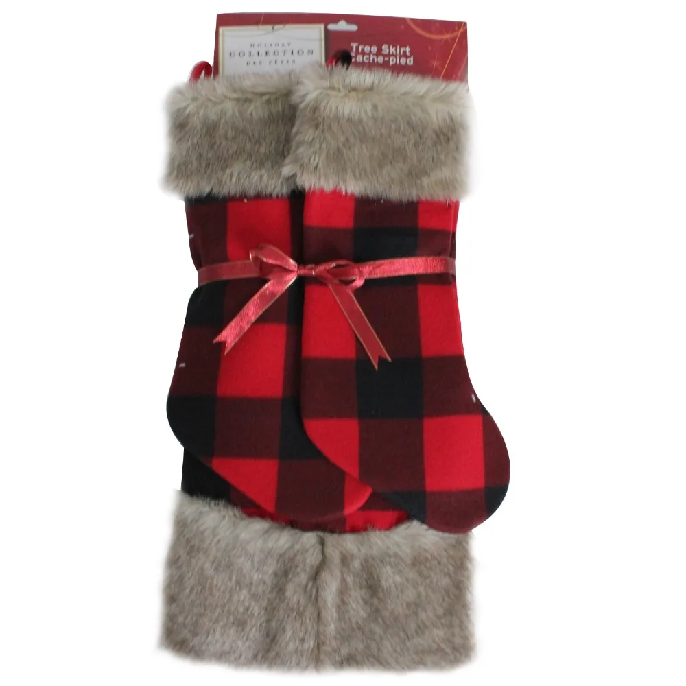 Gift set 1pc EXTRA LARGE 50" Christmas tree skirt 2pcs Christmas Stocking 10X19" Buffalo Check With Faux Fur Decoration
Gift set 1pc EXTRA LARGE 50" Christmas tree skirt 2pcs Christmas Stocking 10X19" Buffalo Check With Faux Fur Decoration