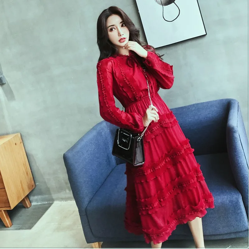 2019 Fashion Runway Palace female chiffon big swing puff cake dress student long sleeve waist women ladies dresses Vestidos robe
2019 Fashion Runway Palace female chiffon big swing puff cake dress student long sleeve waist women ladies dresses Vestidos robe