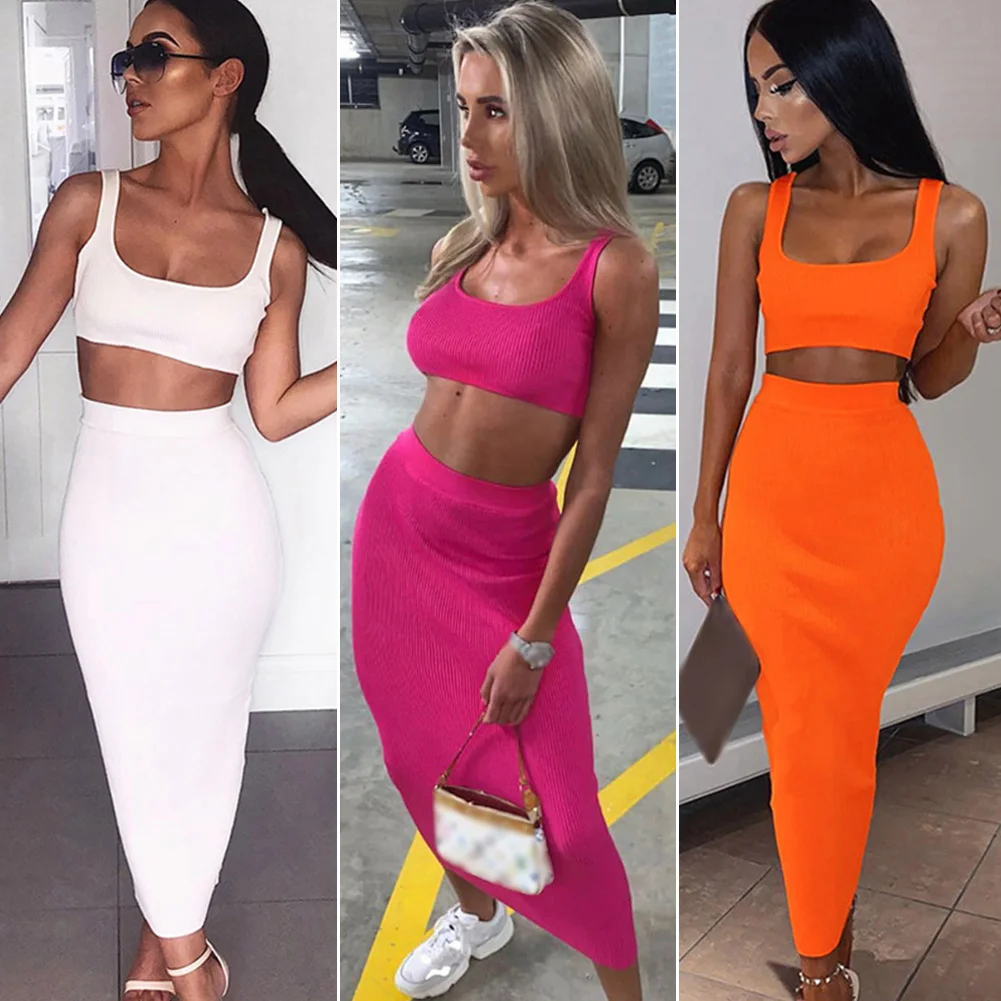 Sexy Casual Solid Women Two Pieces Set Vest Crop Top + Long SkirtFashion Basic High Waist Slim Fit Party Clubwear Summer Skirt#2
Sexy Casual Solid Women Two Pieces Set Vest Crop Top + Long SkirtFashion Basic High Waist Slim Fit Party Clubwear Summer Skirt#2