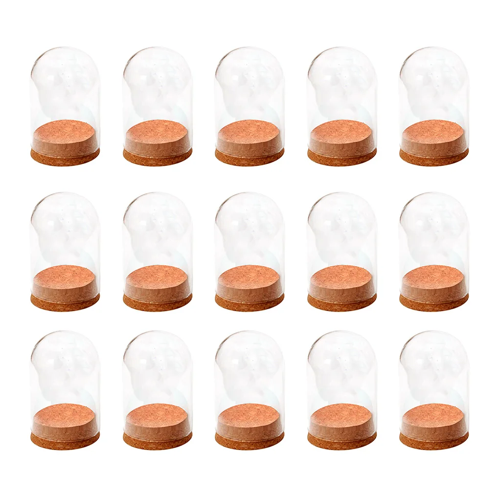 15x Mini Clear Glass Hemisphere Cover Dome Cabochon with Cork Table Decor Craft 15x Mini Clear Glass Hemisphere Cover Dome Cabochon with Cork Table Decor Craft