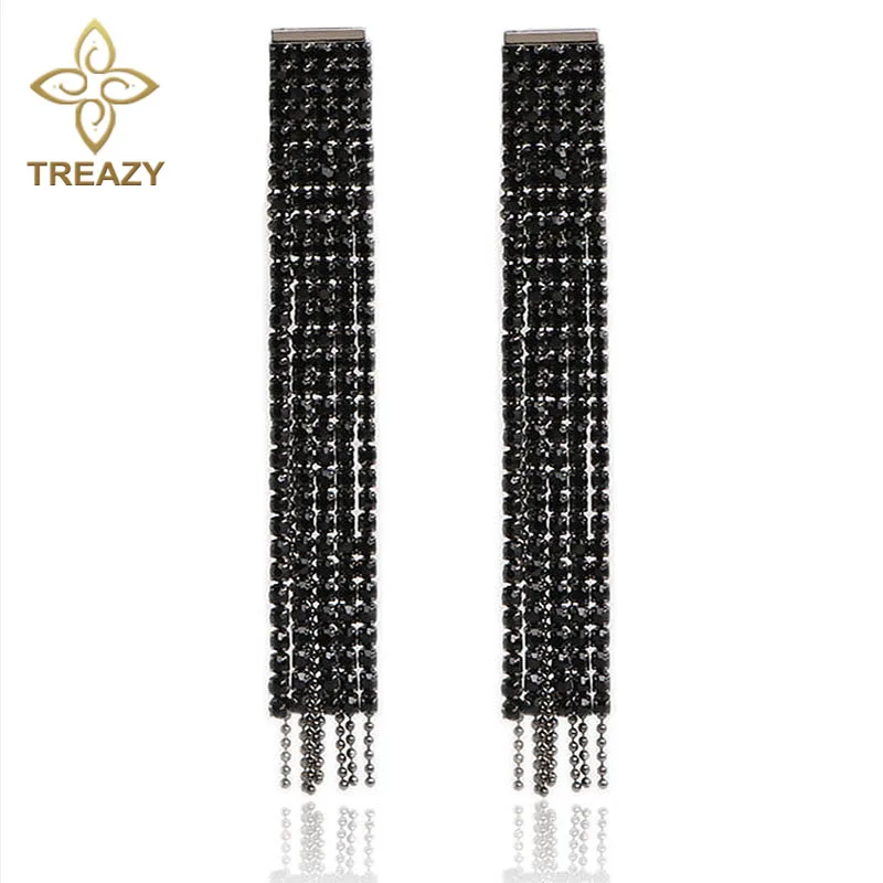 TREAZY Black Color Long Crystal Tassel Dangle Earrings for Women Bar Wedding Bridal Drop Earings Costume Fashion Jewelry Gifts
TREAZY Black Color Long Crystal Tassel Dangle Earrings for Women Bar Wedding Bridal Drop Earings Costume Fashion Jewelry Gifts