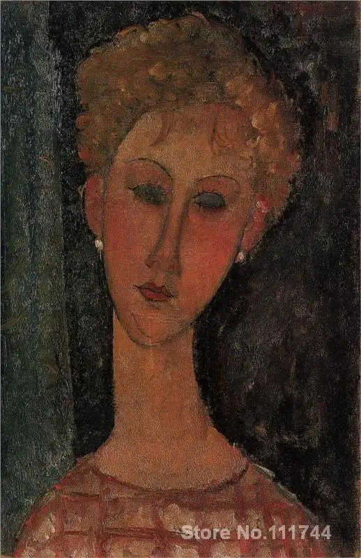 

online art gallery A Blond Wearing Earrings by Amedeo Modigliani paintings High quality Hand painted