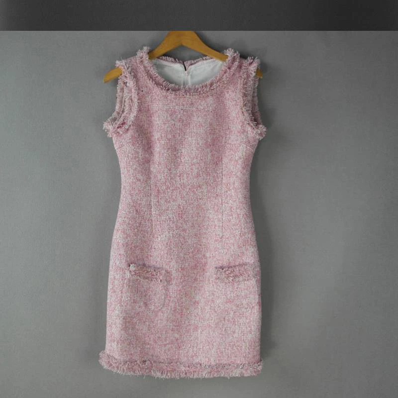 Серое/розовое твидовое платье на заказ осень/зима женское облегающее шерстяное с