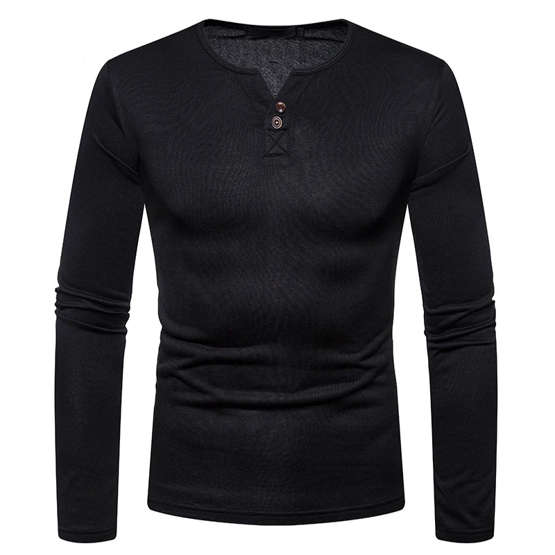Men Henley Shirt 2018 Brand New V Neck Button T Shirt Men Plus Velvet Slim Fit Long Sleeve Tee Shirt Homme Casual T-shirt Male
Men Henley Shirt 2018 Brand New V Neck Button T Shirt Men Plus Velvet Slim Fit Long Sleeve Tee Shirt Homme Casual T-shirt Male