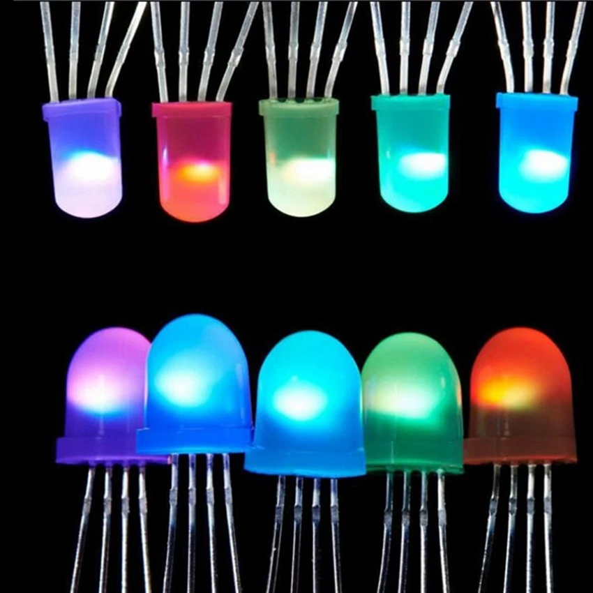 10 Pcs Nouveau PL9823 F8 DEL 8 mm ronde DEL RVB Chipset P9823 à l/'intérieur Full Color DEL
