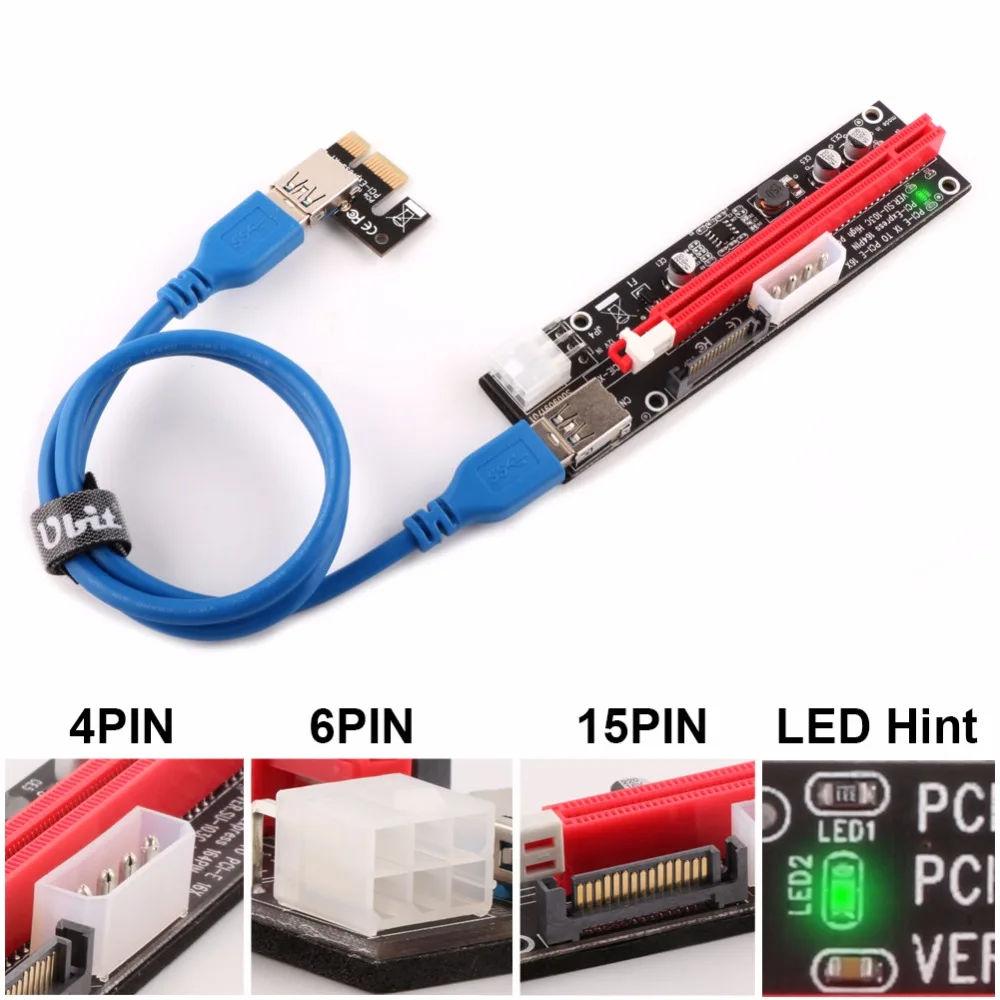 Ubit VER103C 3in1 LED Riser Power PCI-E Riser Card 4pin 6pin Sata 15PIN PCI Express 1X to 16X Extension Cable for Bitcoin Miner
Ubit VER103C 3in1 LED Riser Power PCI-E Riser Card 4pin 6pin Sata 15PIN PCI Express 1X to 16X Extension Cable for Bitcoin Miner