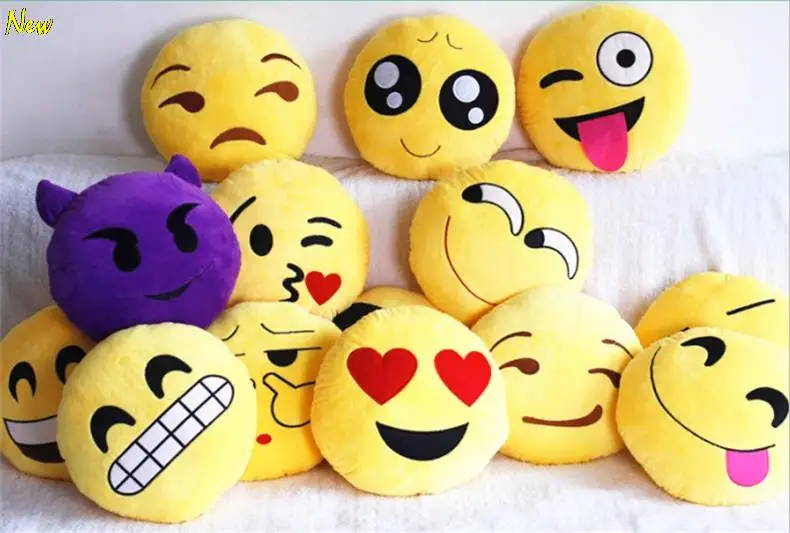 

13 Styles Soft Emoji Smiley Emoticon Yellow Round Cushion Pillow Stuffed Plush Toy Doll Christmas Present emoji pillows cojines