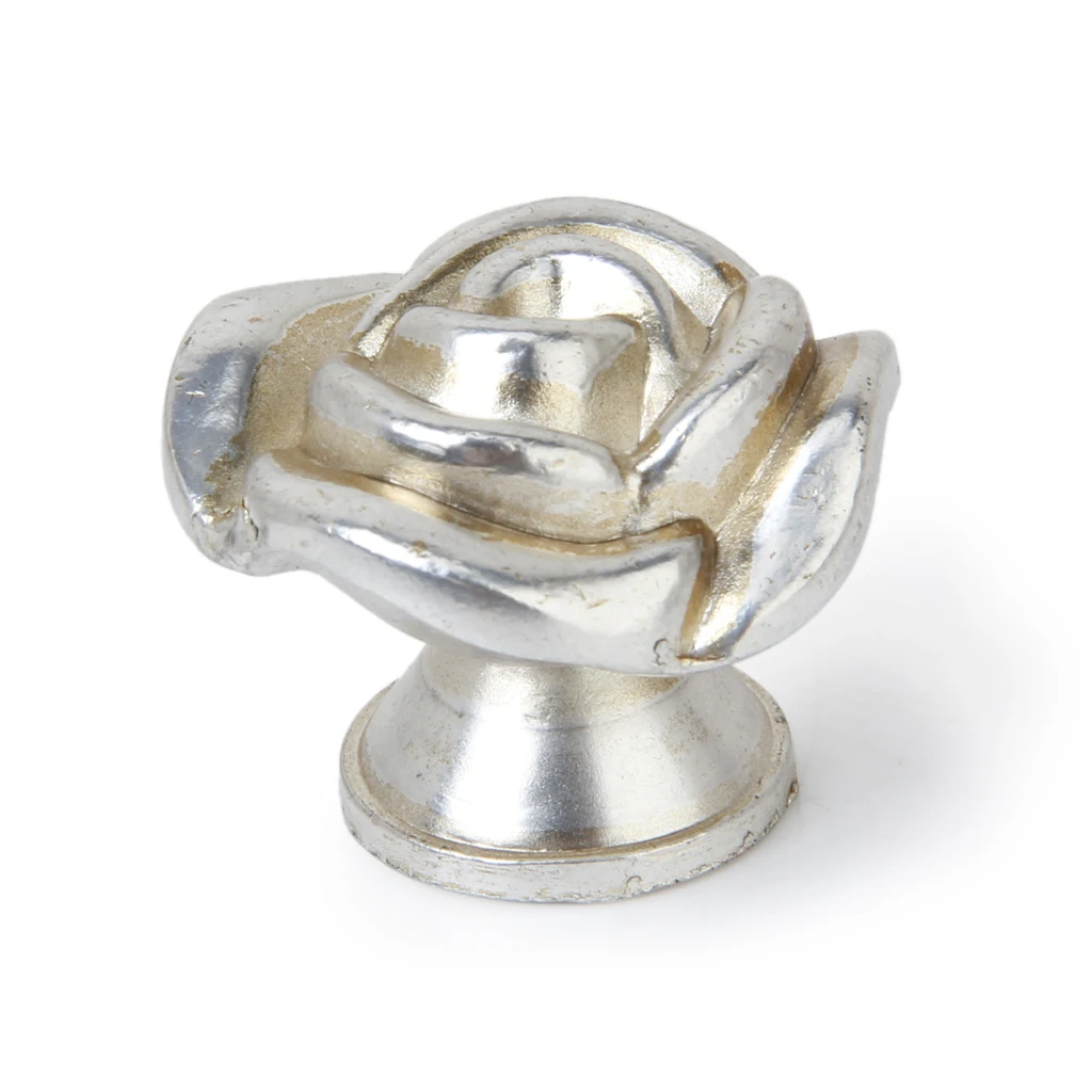 Silver Rose Knobs Cabinet Drawer Kitchen Cupboard Closet Wardrobe Dresser Door Knob Handle Pull, Metal Silver Rose Knobs Cabinet Drawer Kitchen Cupboard Closet Wardrobe Dresser Door Knob Handle Pull, Metal