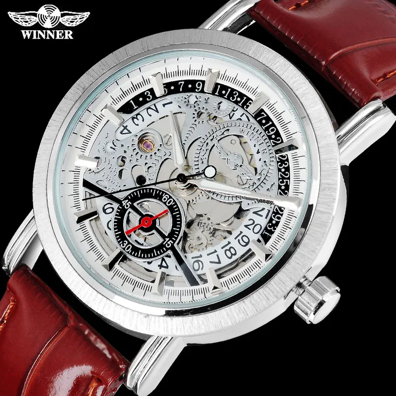 WINNER fashion brand men mechanical watches leather strap casual sport men's automatic skeleton wristwatches relogio masculino
WINNER fashion brand men mechanical watches leather strap casual sport men's automatic skeleton wristwatches relogio masculino