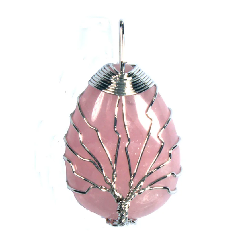Trendy-beads Popular Silver Plated Wire Wrap Tree of Life Water Drop Rose Pink Quartz Pendant Charm Jewelry
Trendy-beads Popular Silver Plated Wire Wrap Tree of Life Water Drop Rose Pink Quartz Pendant Charm Jewelry