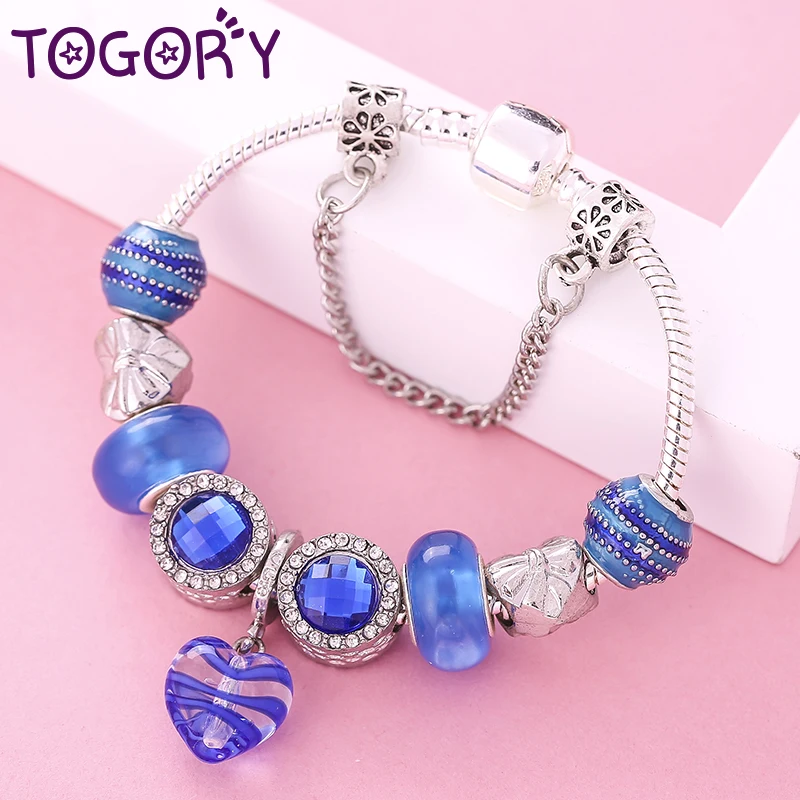 TOGORY Dropshipping Blue Crystal Charm Bracelet With Marano Beads Fits Original Fine Bracelet For Women Friendship Bracelet
TOGORY Dropshipping Blue Crystal Charm Bracelet With Marano Beads Fits Original Fine Bracelet For Women Friendship Bracelet