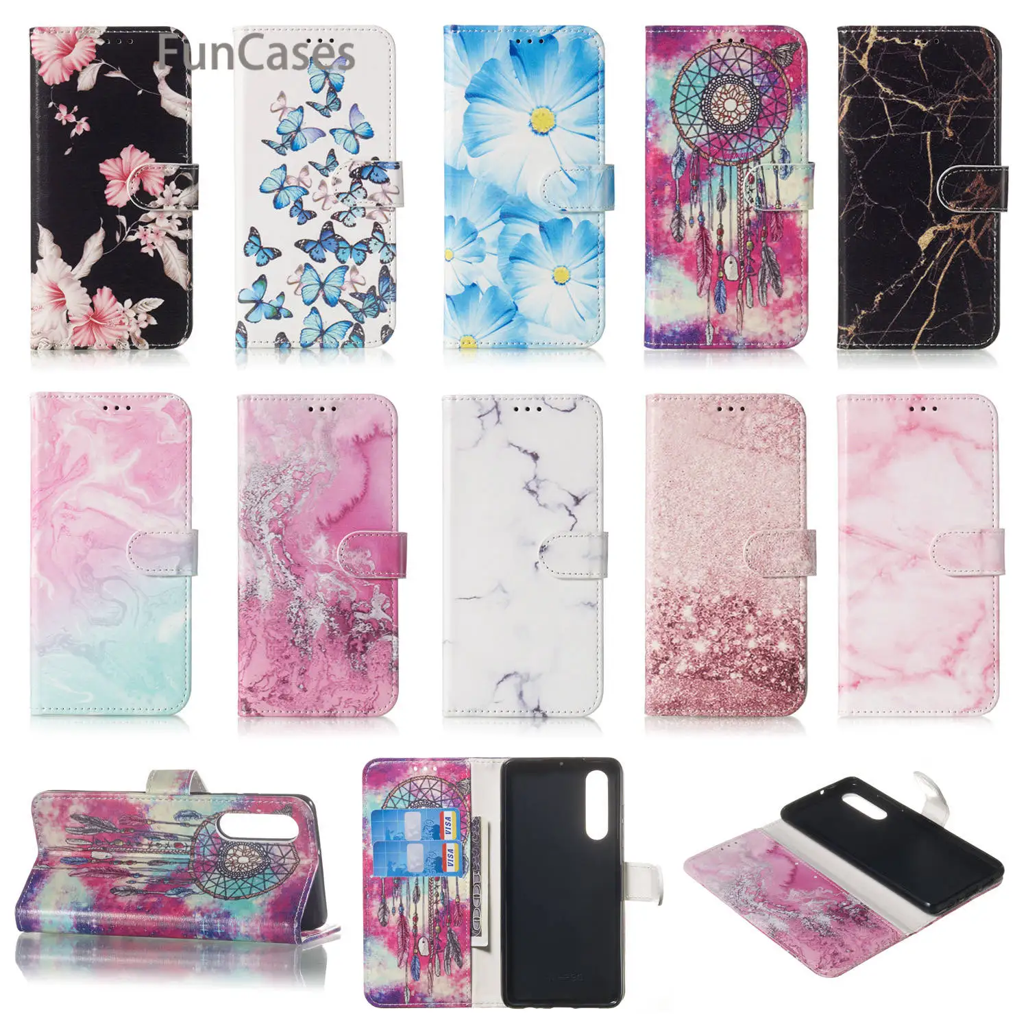 Контрастный ЦВЕТНОЙ флип-чехол-бумажник для capinha Huawei P30 крутые Чехлы Capinha