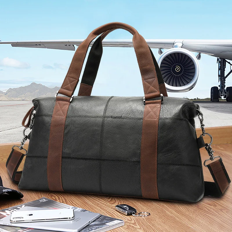 Cowhide Men's Bag Large Capacity Mobile Travel Bag Simple Shoulder Luggage Bags Genuine Leather Patchwork striped plaid design
Cowhide Men's Bag Large Capacity Mobile Travel Bag Simple Shoulder Luggage Bags Genuine Leather Patchwork striped plaid design