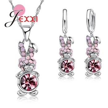 Bijoux Crystal Stone Pink Rabbit Pendant Necklace Earrings Sets 925 Sterling Silver Wedding Jewelry Sets
Bijoux Crystal Stone Pink Rabbit Pendant Necklace Earrings Sets 925 Sterling Silver Wedding Jewelry Sets