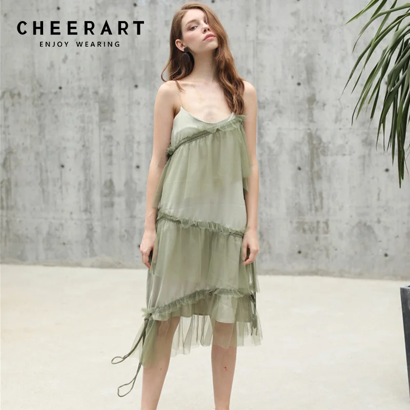 Cheerart Green Spaghetti Strap Dress Mesh Tiered Drawstring Strappy Summer Dress Women Low Cut Sundress Beach European Dresses
Cheerart Green Spaghetti Strap Dress Mesh Tiered Drawstring Strappy Summer Dress Women Low Cut Sundress Beach European Dresses