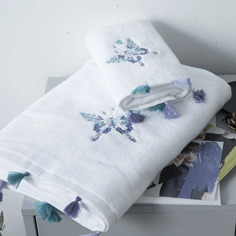 Luxury-Embroidery-Butterfly-Pattern-Bath-Towel-Set-with-Handmade-Tassel-100%-Cotton-Beach-Towels-for-Adults-Absorbent-Face-Towel-1
