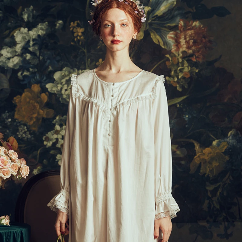 Women Nightgows Retro Elegant Sleepwear Dress Lady Nightgown Vintage Gentlewoman White Nightdress
Women Nightgows Retro Elegant Sleepwear Dress Lady Nightgown Vintage Gentlewoman White Nightdress