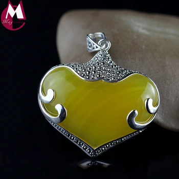 handmade heart pendants for women big yellow chalcedony hyperbole ethnic jewelry 100% 925 sterling silver necklace March 8 gifts
handmade heart pendants for women big yellow chalcedony hyperbole ethnic jewelry 100% 925 sterling silver necklace March 8 gifts