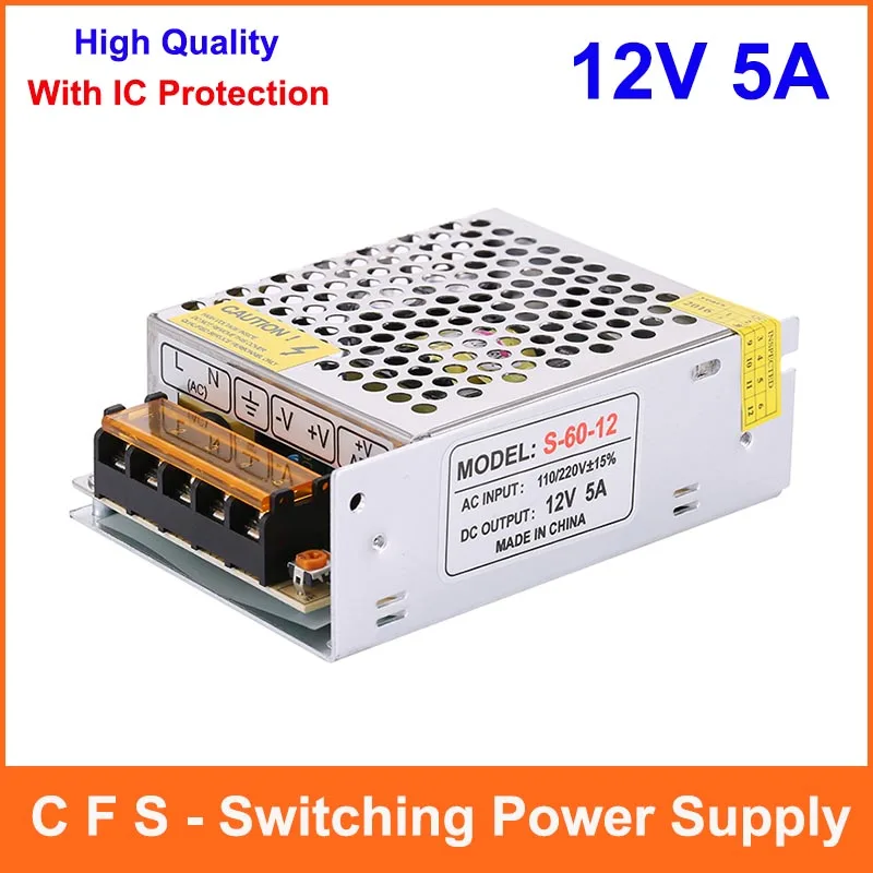 60W 12V 5A Small Volume Single Output Switching power supply LED Driver for LED Strip light
60W 12V 5A Small Volume Single Output Switching power supply LED Driver for LED Strip light