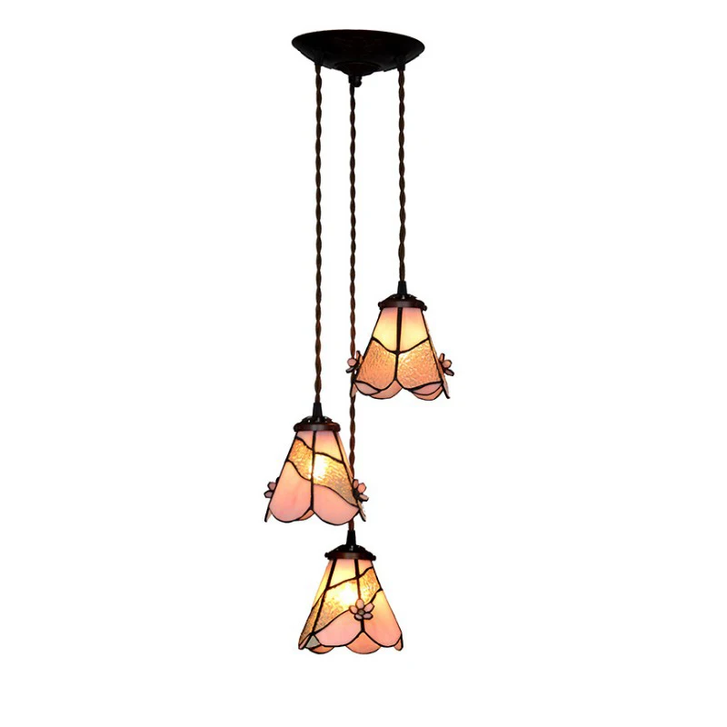 

Minimalist Hanglamp Stained Glass Three LED Hang Pendant Lamp Light Restaurant Dining Room Cafe Tabletop Chandelier Lighting