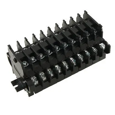 600V 10A DIN Rail Dual Row 10 Position Screw Terminal Block Barrier Strip