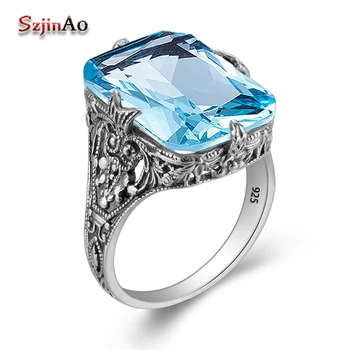 Szjinao Solid 925 Sterling Silver Wedding Engagement Ring Owl Pattern Punk Handmade Aquamarine Princess Cut Jewelry JH277
Szjinao Solid 925 Sterling Silver Wedding Engagement Ring Owl Pattern Punk Handmade Aquamarine Princess Cut Jewelry JH277