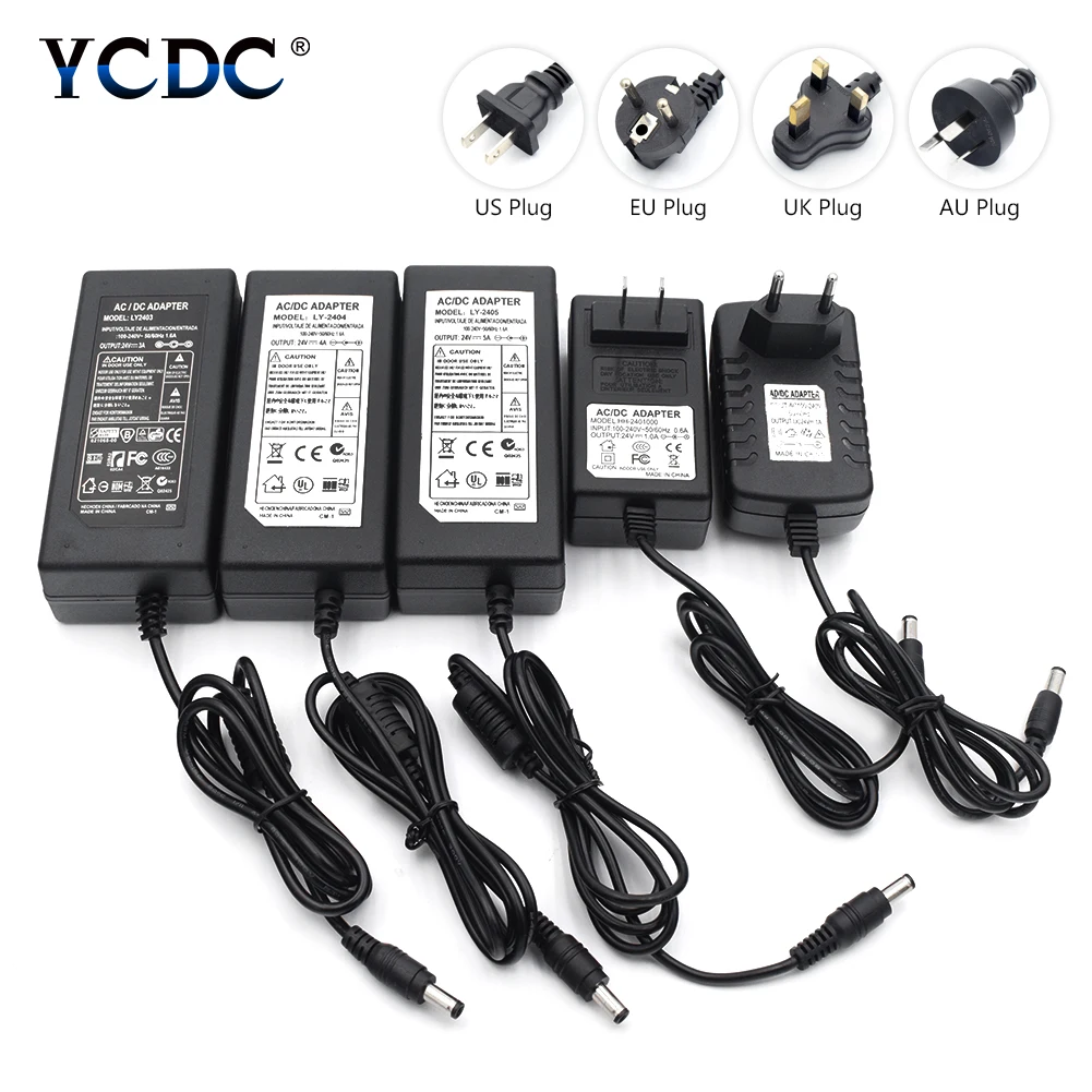 AC/DC adapter 24V 2A 3A 4A 5A 24W-120W Led switching power supply Adapter Transformer Table type with ac cable AU/EU/UK/US plug
AC/DC adapter 24V 2A 3A 4A 5A 24W-120W Led switching power supply Adapter Transformer Table type with ac cable AU/EU/UK/US plug