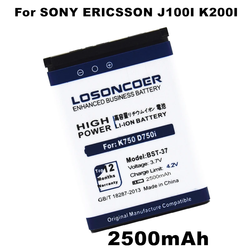 2500mAh BST-37 Li-ion Battery For Sony W350 W710 W810 W800 K750 W550C W810C W700C W710C K750C D750i K610 phone BST 37 BST37
2500mAh BST-37 Li-ion Battery For Sony W350 W710 W810 W800 K750 W550C W810C W700C W710C K750C D750i K610 phone BST 37 BST37