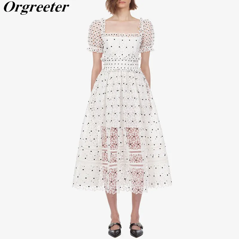Self-portrait Embroidery Polka-Dot Lace Dress 2019 New White Lace Flower Dress Sexy Square collar Backless Hollow Lace Dress
Self-portrait Embroidery Polka-Dot Lace Dress 2019 New White Lace Flower Dress Sexy Square collar Backless Hollow Lace Dress