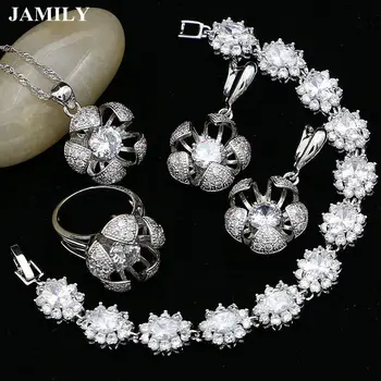 Fashion Flower 925 Silver Jewelry Sets White Cubic Zirconia Beads Decoration For Women Earrings/Pendant/Ring/Bracelet/Necklace
Fashion Flower 925 Silver Jewelry Sets White Cubic Zirconia Beads Decoration For Women Earrings/Pendant/Ring/Bracelet/Necklace
