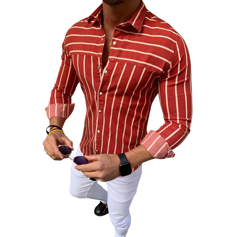 New Arrival Men's Slim Striped Shirts Button Down Lapel Long Sleeve Blouse Cotton Business Muscle Tops For Summer Plus Size 3XL
New Arrival Men's Slim Striped Shirts Button Down Lapel Long Sleeve Blouse Cotton Business Muscle Tops For Summer Plus Size 3XL
