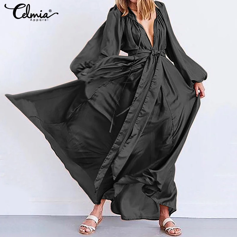 2019 Summer Maxi Long Dress Women Celmia Casual Loose Solid O-Neck Long Lantern Sleeve Holiday Bohemian Pleated Dresses Vestidos
2019 Summer Maxi Long Dress Women Celmia Casual Loose Solid O-Neck Long Lantern Sleeve Holiday Bohemian Pleated Dresses Vestidos