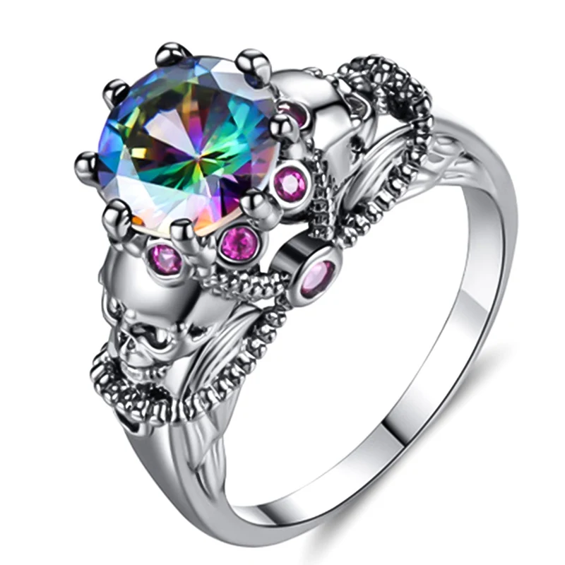 Vintage Punk Gothic Skull Rings Black Gold Filled Jewelry Women Men's Ring Multicolor Cubic Zircon Skeleton Ring Jewelery Gifts
Vintage Punk Gothic Skull Rings Black Gold Filled Jewelry Women Men's Ring Multicolor Cubic Zircon Skeleton Ring Jewelery Gifts