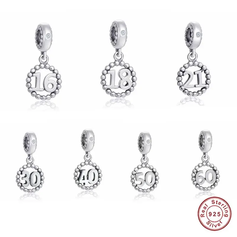 Authentic 925 Sterling Silver Charm Bead Special Number Pendant Charm fit Pandora Bracelets for Birthday Gift
Authentic 925 Sterling Silver Charm Bead Special Number Pendant Charm fit Pandora Bracelets for Birthday Gift