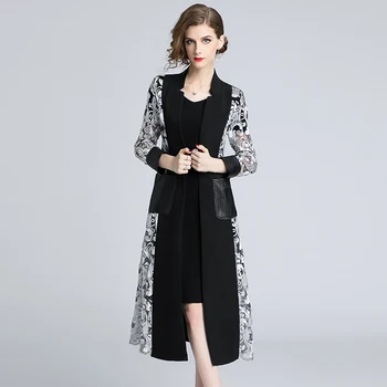 HAMALIEL Autumn Women Runway Windbreaker 2018 Fashion Black Patchwork Mesh Embroidery Long Sleeve Slim V Neck Long Trench Coat
HAMALIEL Autumn Women Runway Windbreaker 2018 Fashion Black Patchwork Mesh Embroidery Long Sleeve Slim V Neck Long Trench Coat