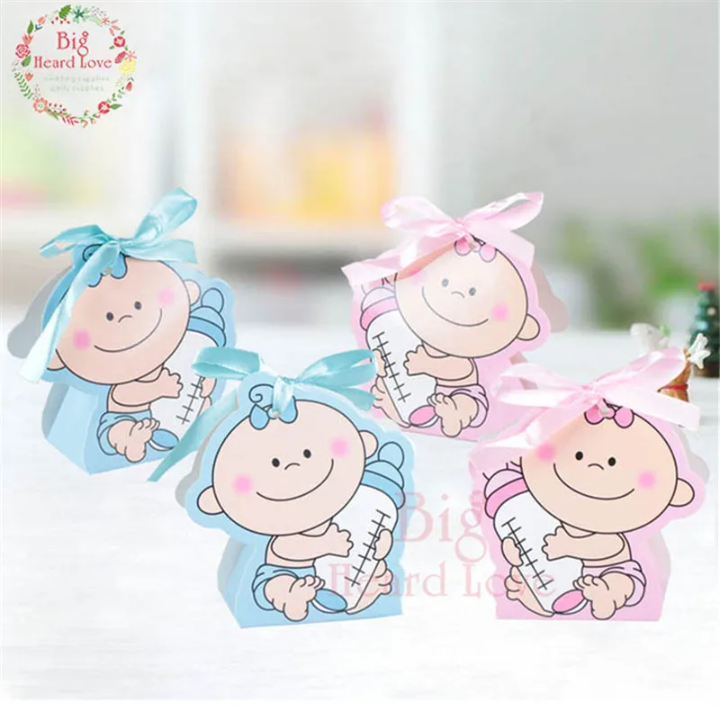 

24pcs/set Baby Girl And Boy Paper Gift Box Party Baby Shower Candy Box Baby Feeding Bottle Birthday Party Decorations Kids Party