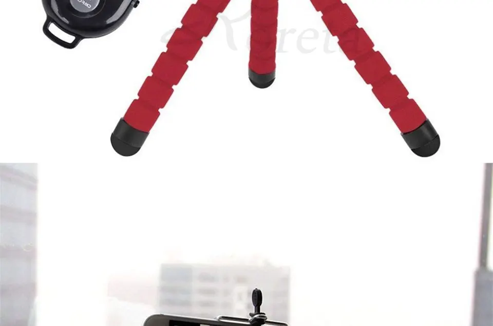 Roreta Flexible Sponge Octopus mini Tripod Wireless Bluetooth Remote Selfie Phone mini Camera Stand Tripod For iPhone X 8 7 6s 5