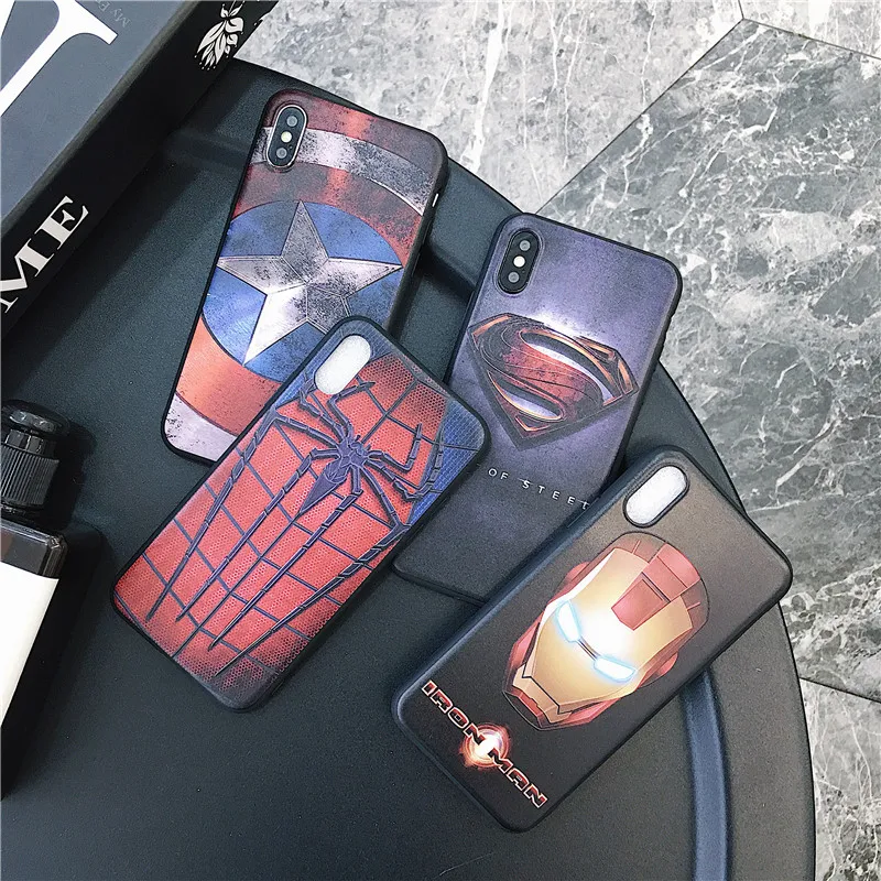 3D Relief Superman Spiderman Captain America Silicone Phone Case for iPhone 7 6 6s 8 Plus X Cases Back Cover Fundas Skin Bag
3D Relief Superman Spiderman Captain America Silicone Phone Case for iPhone 7 6 6s 8 Plus X Cases Back Cover Fundas Skin Bag