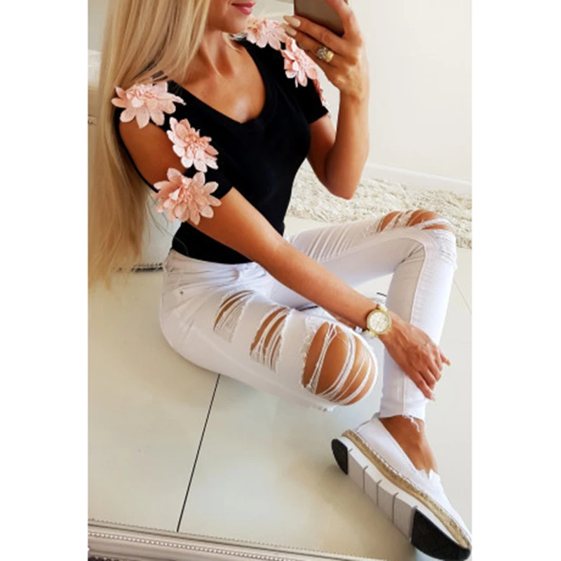 Summer O neck short sleeve floral shirt for women fashion tshirt short sexy cuff flower T-shirt tops women's clothing SJ2067Y
Summer O neck short sleeve floral shirt for women fashion tshirt short sexy cuff flower T-shirt tops women's clothing SJ2067Y