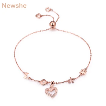 Newshe Chain Bracelet For Women 7.5 Inches 925 Sterling Silver Rose Gold Color Heart Shape With L-O-V-E Letter Romantic Jewelry
Newshe Chain Bracelet For Women 7.5 Inches 925 Sterling Silver Rose Gold Color Heart Shape With L-O-V-E Letter Romantic Jewelry
