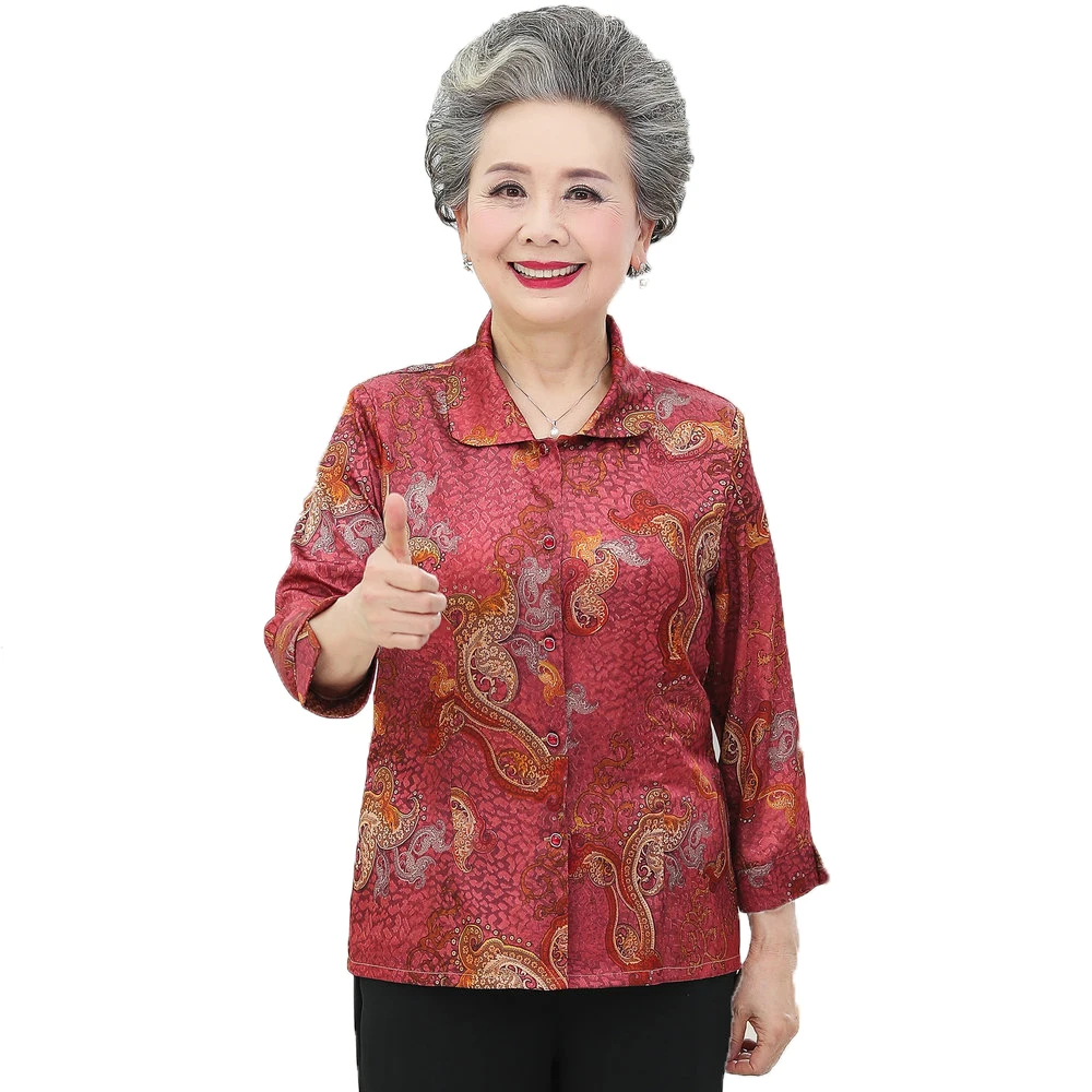 Elderly Women Flower Shirts Elderly Lady Oriental Top Red Blue Flower Pattern Blouses Grandma Mother Elegant Silk Shirt Spring
Elderly Women Flower Shirts Elderly Lady Oriental Top Red Blue Flower Pattern Blouses Grandma Mother Elegant Silk Shirt Spring