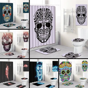 5pcs/set 3D Skull Printed Pattern Shower Curtain Pedestal Rug Lid Toilet Cover Mat Bath Mat Set Bathroom Curtains
5pcs/set 3D Skull Printed Pattern Shower Curtain Pedestal Rug Lid Toilet Cover Mat Bath Mat Set Bathroom Curtains