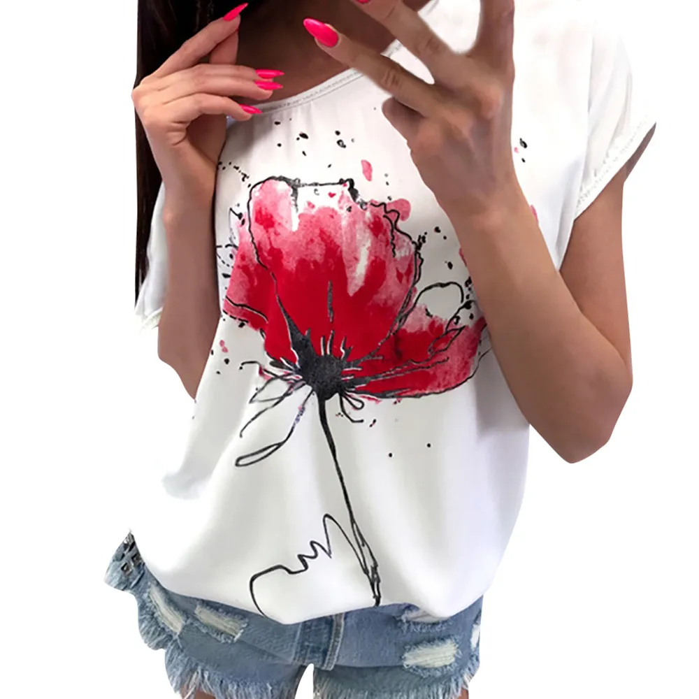 Women Short Sleeve T-Shirt Casual Floral Print ladies Loose Top Shirt Tee fashion female Print Short Sleeve top camisetas mujer
Women Short Sleeve T-Shirt Casual Floral Print ladies Loose Top Shirt Tee fashion female Print Short Sleeve top camisetas mujer