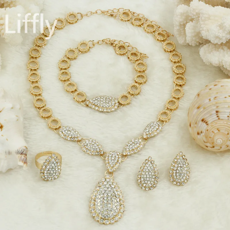 CZ Free Shipping Dubai Women Crystal Jewelry Sets Drop Pendant Bead Bracelet Earrings Necklace Fashion Engagement Accessories
CZ Free Shipping Dubai Women Crystal Jewelry Sets Drop Pendant Bead Bracelet Earrings Necklace Fashion Engagement Accessories