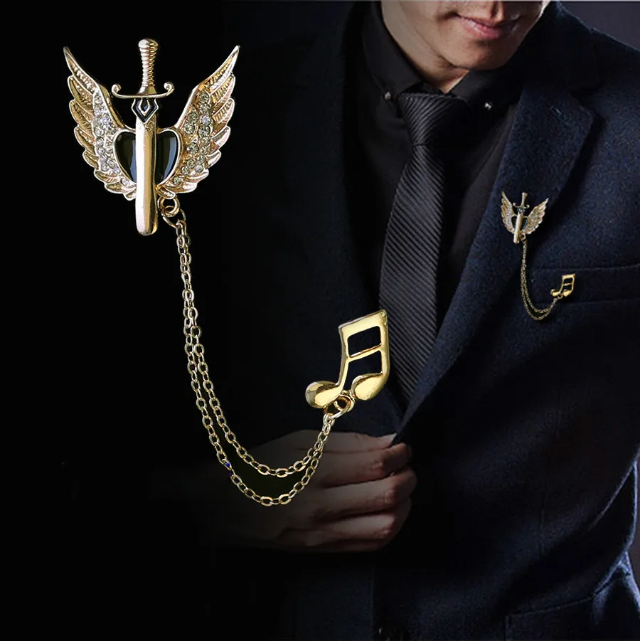 i-Remiel Musical Note Ancient Sword Angel Wing Brooch for Men's Suit Pins and Brooches Crystal Tassel Corsage Badges Music Gift
i-Remiel Musical Note Ancient Sword Angel Wing Brooch for Men's Suit Pins and Brooches Crystal Tassel Corsage Badges Music Gift