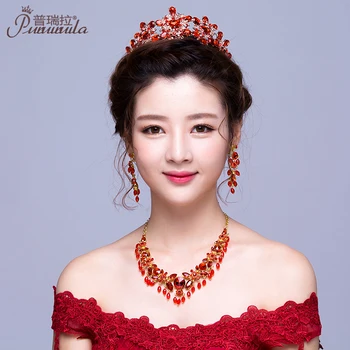 The bride headdress three suit red crown wedding dress ornaments Korean wedding accessories toast clothing jewelry
The bride headdress three suit red crown wedding dress ornaments Korean wedding accessories toast clothing jewelry