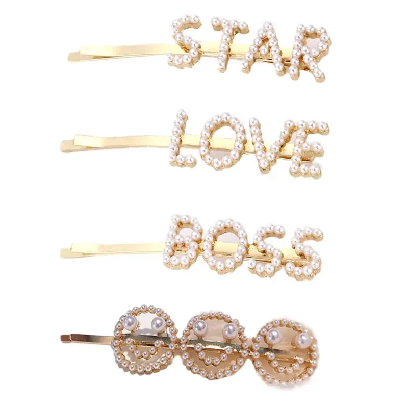 Minimalist Women Metal Alloy Hair Clip Sweet Star Boss Letters Smile Face Hairpin Faux Pearl Beaded Side Bangs Hair Accessories
Minimalist Women Metal Alloy Hair Clip Sweet Star Boss Letters Smile Face Hairpin Faux Pearl Beaded Side Bangs Hair Accessories