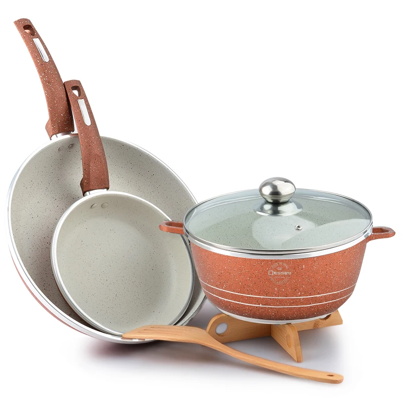 QueenTime 5pcs/set Non-Stick Frying Pan Cooware Set Wood Truners Spatula Soup Pot Holder Aluminum Alloy Pan Combo Cooking Tools
QueenTime 5pcs/set Non-Stick Frying Pan Cooware Set Wood Truners Spatula Soup Pot Holder Aluminum Alloy Pan Combo Cooking Tools